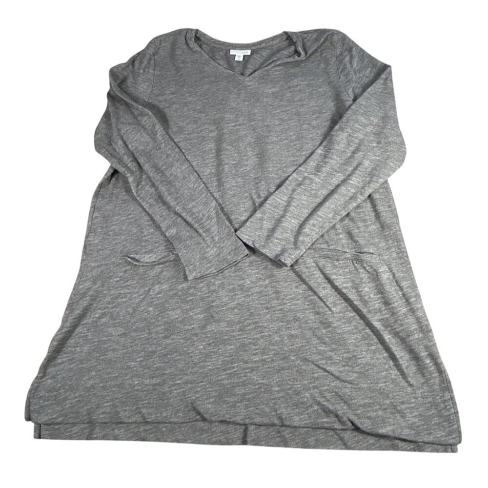 J Jill Long Sleeve Tunic Pullover Gray Shirt Women's Sz L TALL Cotton Stretch